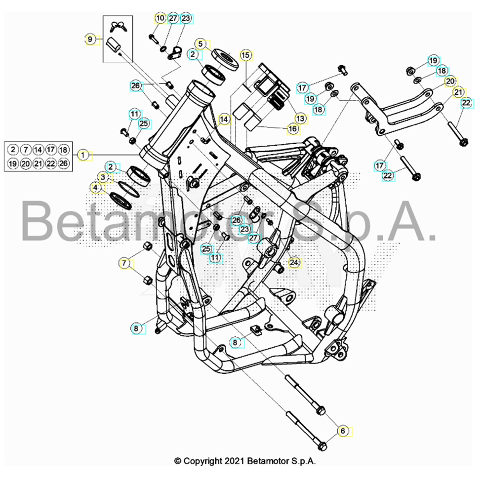 Beta RR300 2T Racing 16 Rahmen/Ausleger Ersatzteile